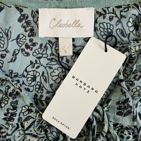 NWT Cleobella Loretta Iris Floral Print Chiffon Puff Sleeve Blouse - Picture 8 of 9